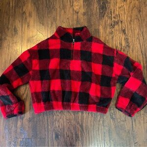SO Red and Black Plaid Women's Fleece
